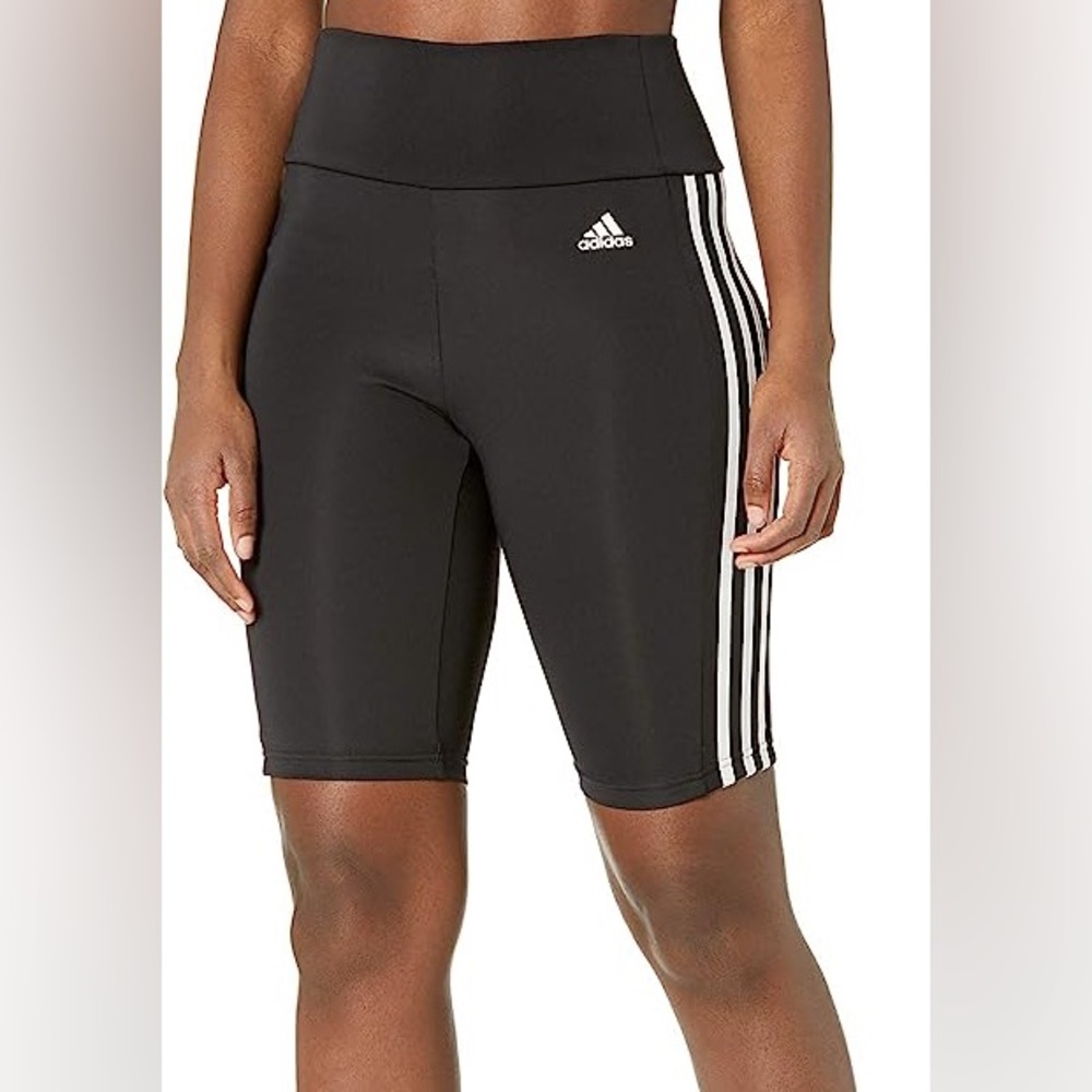Adidas womens high rise standard length black shorts